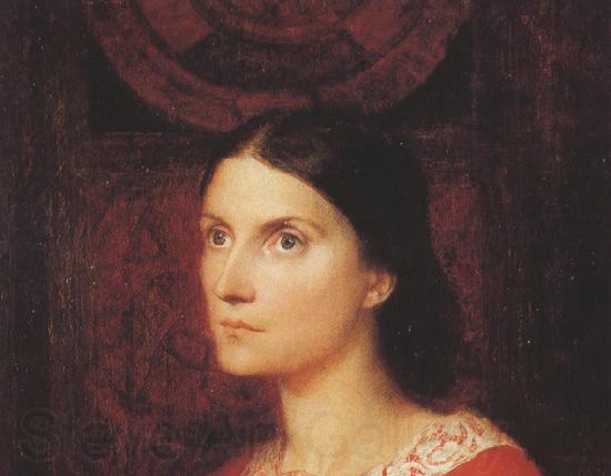 George Frederick watts,O.M.,R.A. Portrait of Lady Wolverton,nee Georgiana Tufnell,half length,earing a red dress (mk37) Norge oil painting art
